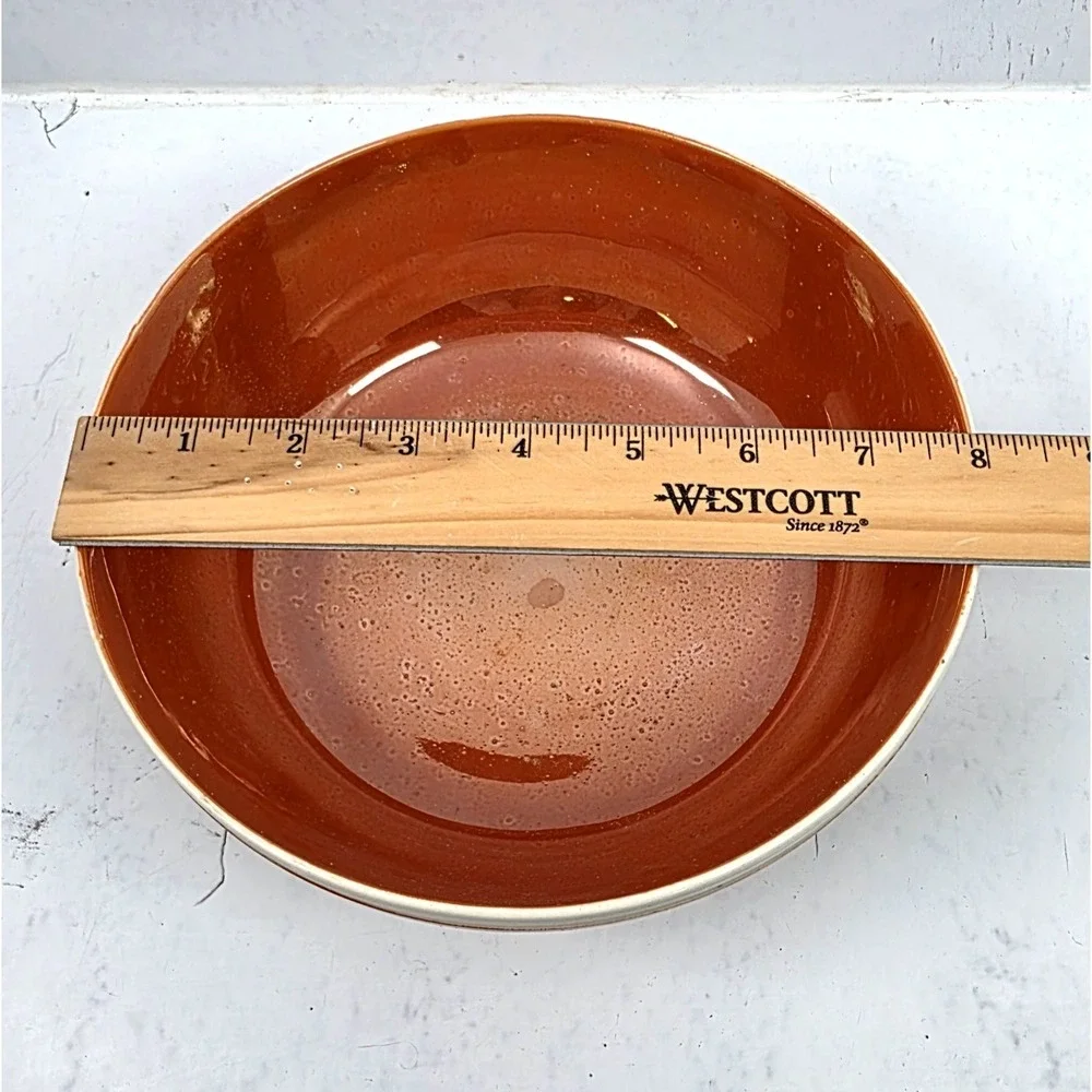 Antique 1915 Moorcroft Orange Luster Glaze Ribbed Pottery Bowl England 8 inch‎